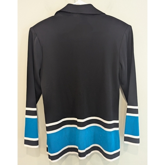 Exclusively Misook Black and Blue Open Cardigan Size Medium - Picture 4 of 5